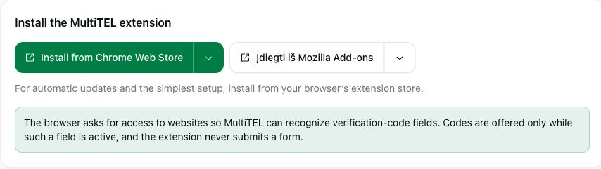 Browser AutoFill diegimo parinktys ir prieigos pranešimas dabartiniame portale