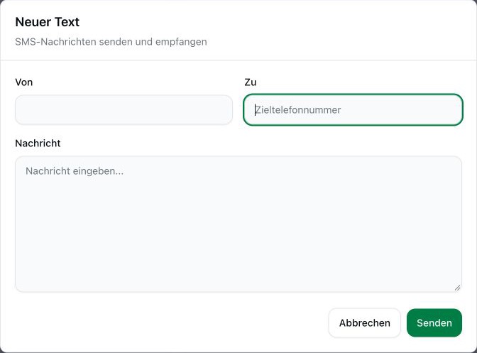 Neuer Text: Von; Zu; Nachricht