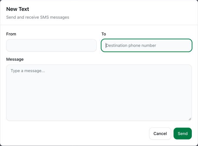 New Text: From; To; Message
