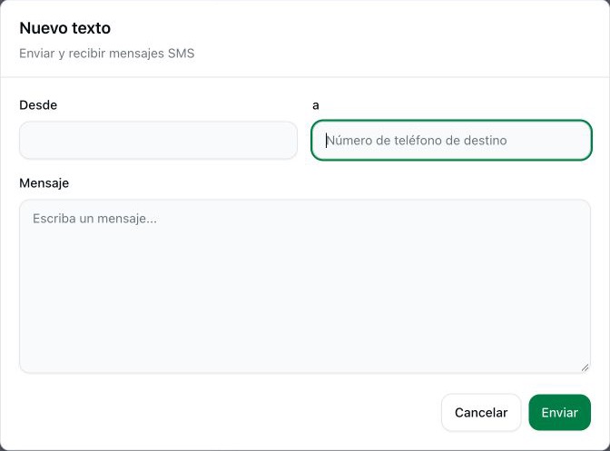 Nuevo texto: Desde; a; Mensaje