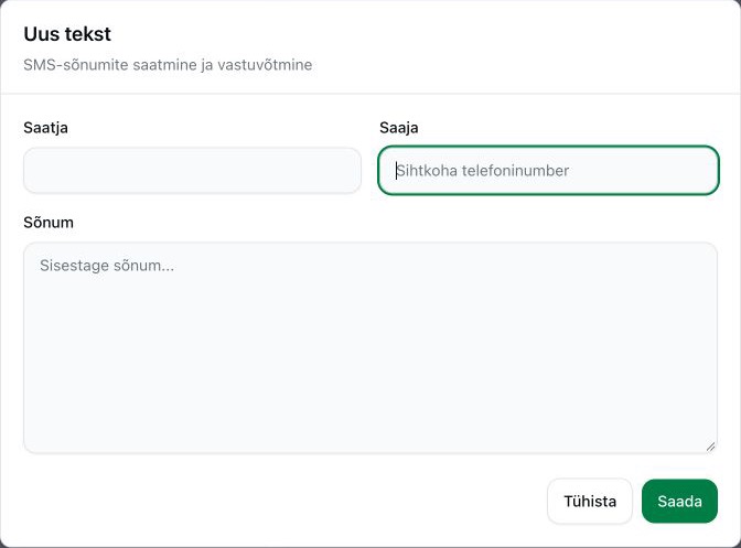 Uus tekst: Saatja; Saaja; Sõnum