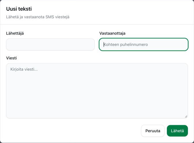 Uusi teksti: Lähettäjä; Vastaanottaja; Viesti