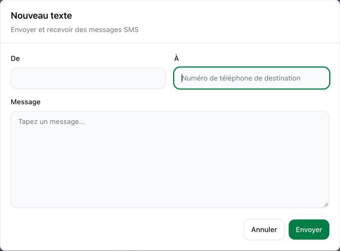 Nouveau texte: De; À; Message
