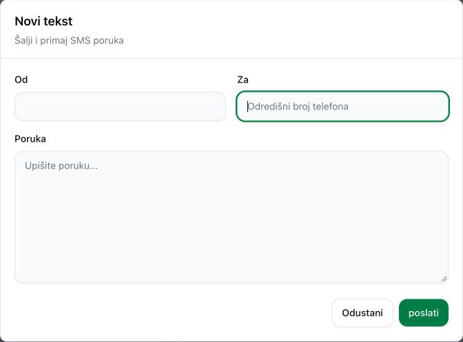 Novi tekst: Od; Za; Poruka