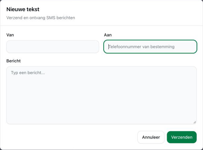 Nieuwe tekst: Van; Aan; Bericht