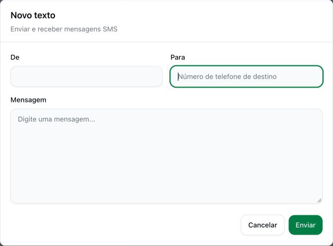 Novo texto: De; Para; Mensagem