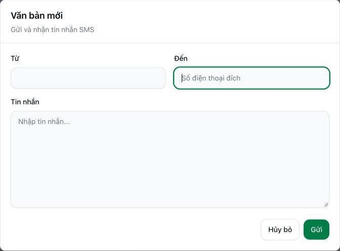 Văn bản mới: Từ; Đến; Tin nhắn